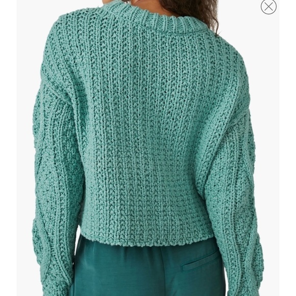 🆕FREE PEOPLE Cutting Edge Cotton Chunky Cable Knit WHITE SPRUCE Sweater::NWT:: - Picture 6 of 11